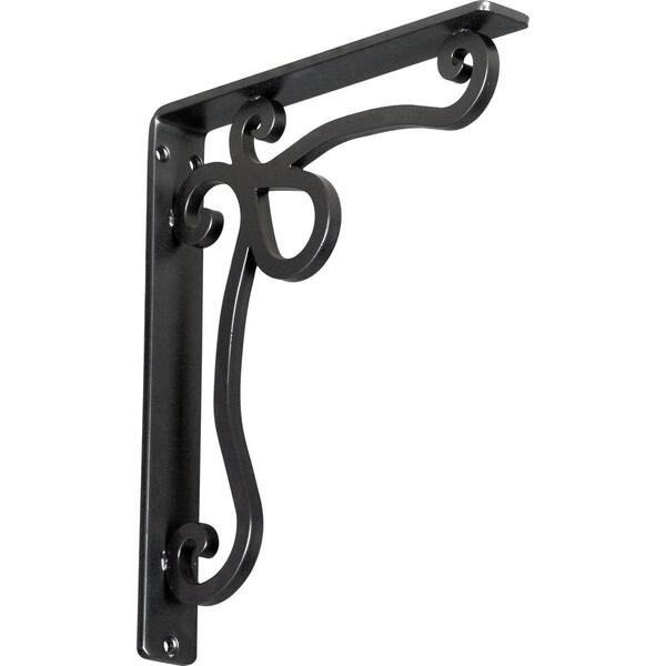 Ekena Millwork Orleans Wrought Iron Bracket, (Single center brace), Powder Coated Black 1 1/2"W x 10"D x 12"H BKTM01X10X12SOL - main